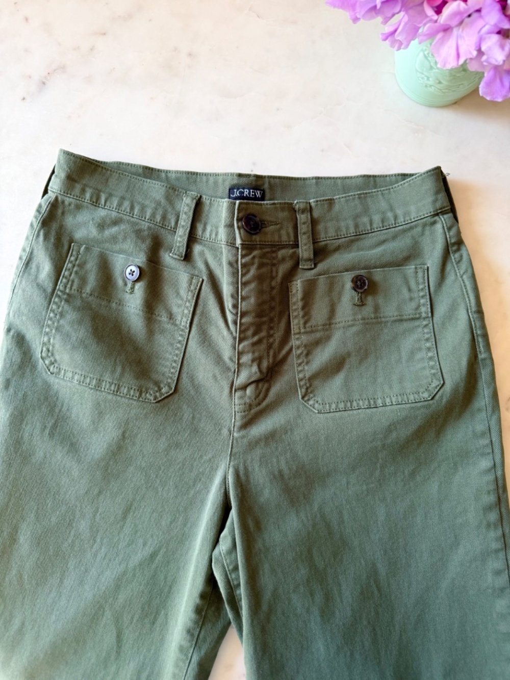 J. Crew Sailor Slim Wide Leg Chino Pant Green Size - Picture 6 of 12